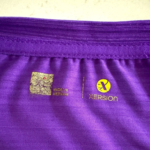 Xersion Activewear Vibrant Purple Relaxed Ribbed Short Sleeve Tee size Large - Picture 6 of 8